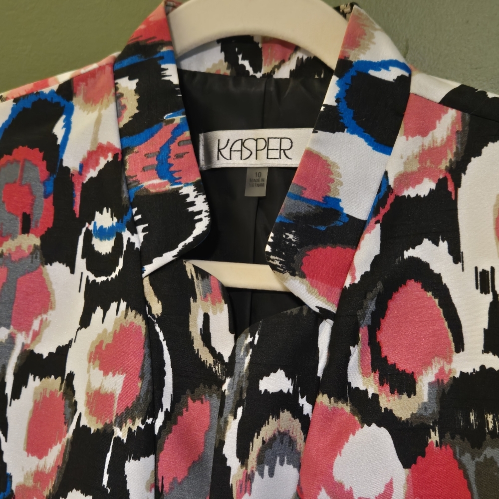 Vintage Kasper Women's Multicolor Blazer Size 10 Shoulder Pads Artsy - Picture 5 of 6
